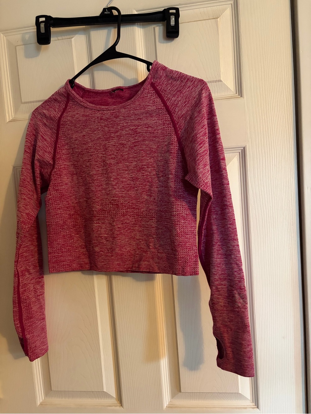 PINK Victoria's Secret Pink Marled Long Sleeve Cropped Tee